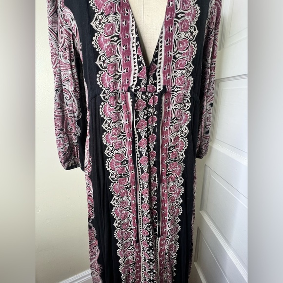 Free People Azalea Midi Maxi Dress Small Black Burgundy NEW NWT - Picture 9 of 14